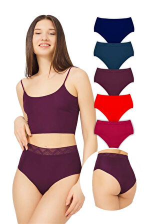 Basic Yüksek Bel Lazer Kesim Bikini Külot 5'li Paket