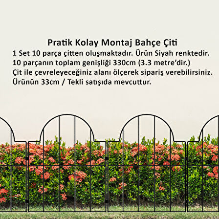 BAHÇE ÇİTİ 33CM MODEL - 2 SİYAH HOBİ BAHÇESİ, ÇİÇEK, SEBZE, MİNİ BAHÇE
