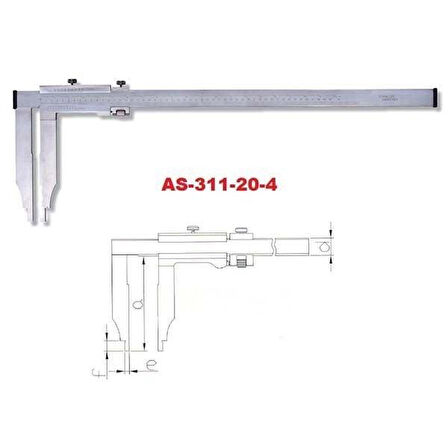 Asimeto AS-311-20-4 Uzun Çene Mekanik Kumpas 0-500 mm