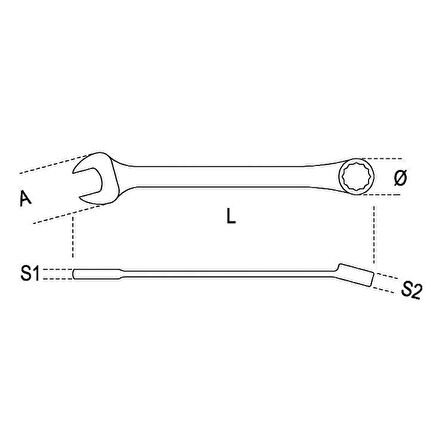 Beta 142SN 19 Mafsallı Cırcır Anahtar 19x19 mm