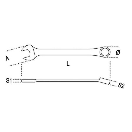Beta 142SN 24 Mafsallı Cırcır Anahtar 24x24mm