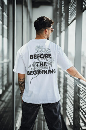 Erkek Follow Your Own Path Oversize T-Shirt Beyaz