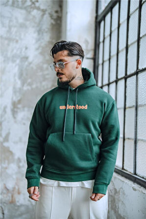 Erkek UNDERSTOOD Oversize Sweatshirt Koyu Yeşil