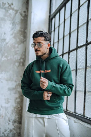 Erkek UNDERSTOOD Oversize Sweatshirt Koyu Yeşil