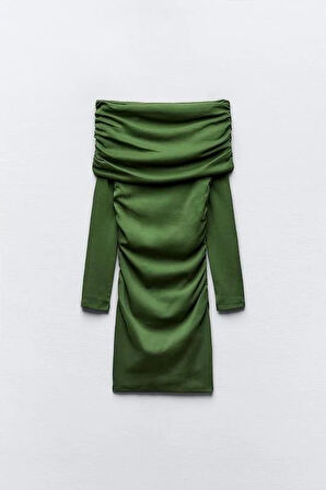 Kadın Madonna Mendil Yaka Fırsat ürün Büzgülü Mini Elbise