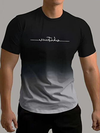 Erkek Kısa Kollu Bisiklet Yaka Baskılı Süprem T-shirt