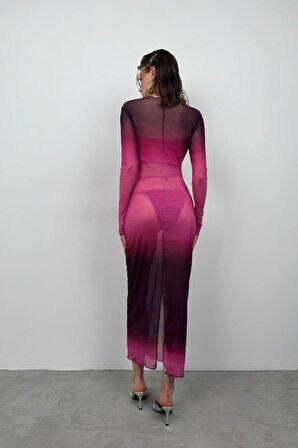 Baskılı Maxi Boy Elbise