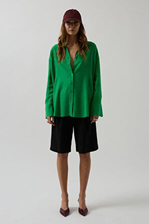 Oversize Keten Gömlek