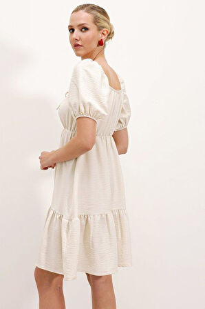 2351 Kloş Poplin Elbise - Ekru