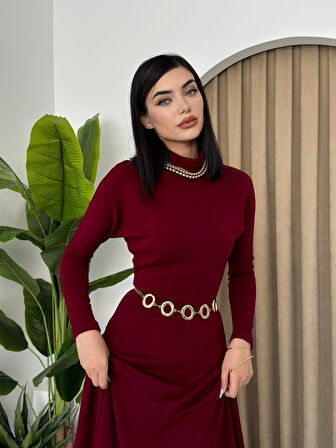 Dina Boğazlı Midi Elbise