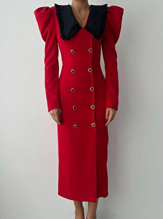 Palmas Geniş Yakalı Elbise