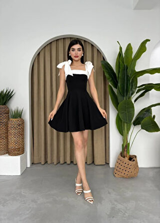 Cloche Omuzu Fiyonklu Elbise