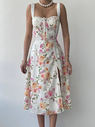 Anjelik Yırtmaç Detaylı Elbise