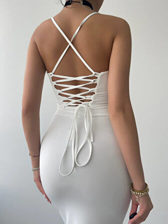 Blear Sırt Bağlamalı Elbise