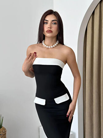 Mielle Cep Detaylı Straplez Elbise