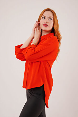 Yarasa Kol Rahat Kalıp Turuncu Gömlek