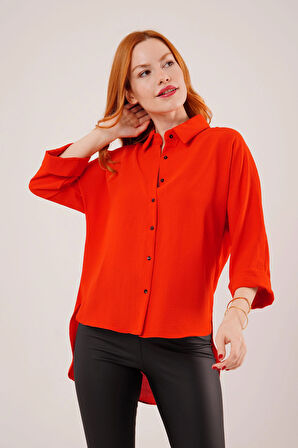 Yarasa Kol Rahat Kalıp Turuncu Gömlek