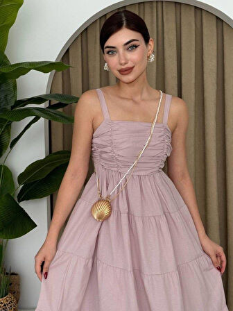 Harpster Göğsü Büzgülü Elbise