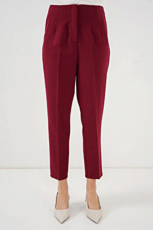 6650 Yüksek Bel Kumaş Pantolon - Bordo