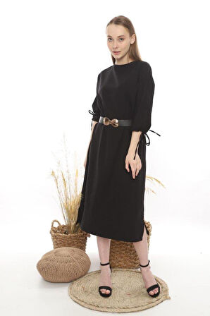 Siyah Topshop Yırtmaçlı Elbise