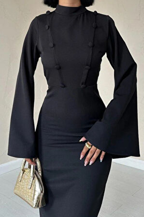 Siyah Tek Kollu Elbise