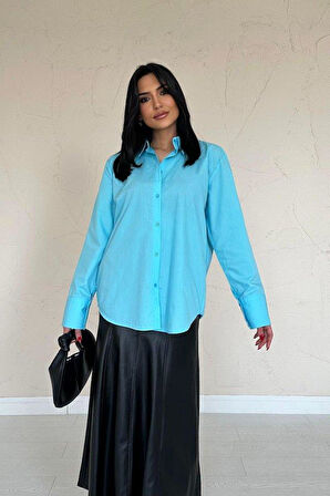 Mavi Poplin Gömlek
