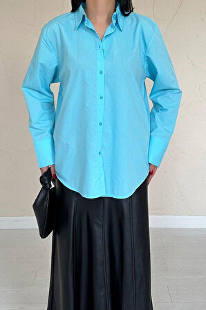 Mavi Poplin Gömlek