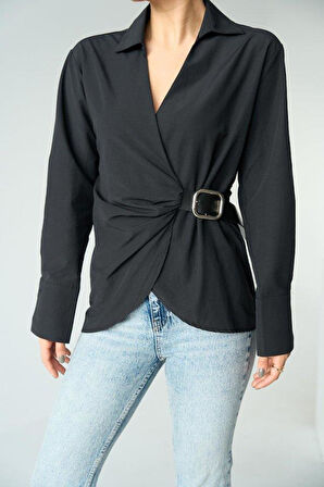 Kemerli Gömlek - Siyah