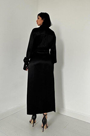 Siyah Kuşaklı Gömlek Elbise