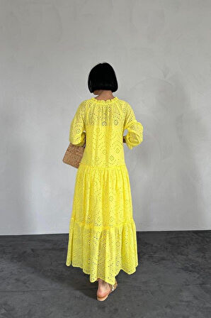 Sarı Dantelli New Elbise
