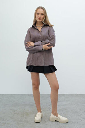 Çizgili Gömlek - Kahve