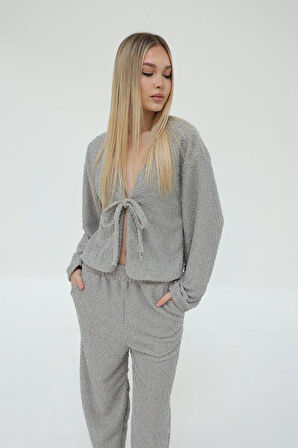Önden Bağlamalı Takım - Gri