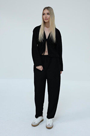 Önden Bağlamalı Takım - Siyah