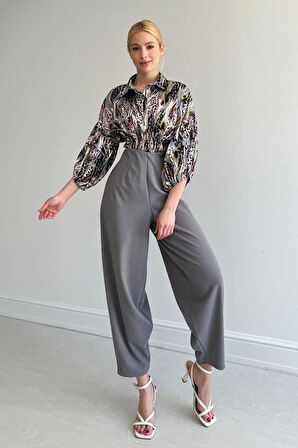 Beli Lastikli Saten Gömlek - Yeşil