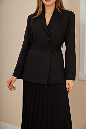 Siyah Atlas Etek Ve Pilise Takım