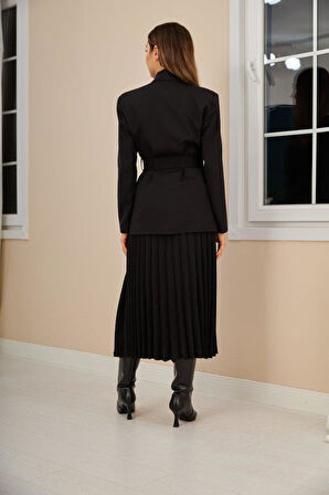 Siyah Atlas Etek Ve Pilise Takım