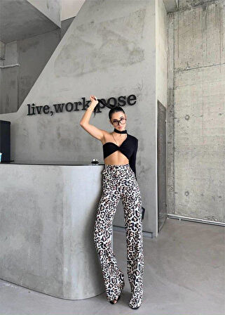 LEOPAR PALAZZO PANTOLON - Bej