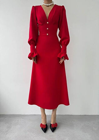 Meta Düğme Detaylı Elbise