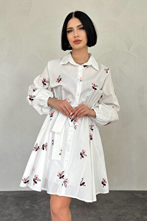 Pudra Brode Mendilli Elbise