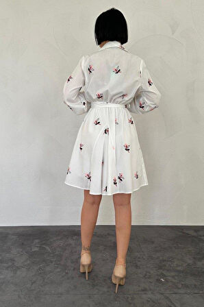 Pudra Brode Mendilli Elbise