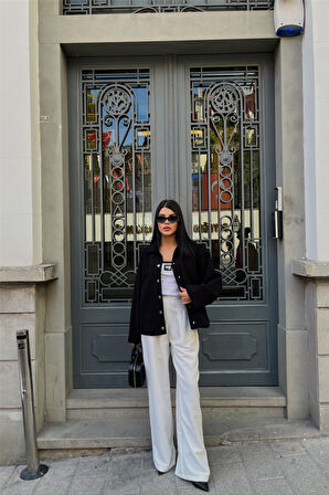 KAŞE GÖMLEK CEKET YANDAN CEP DETAYLI - Siyah