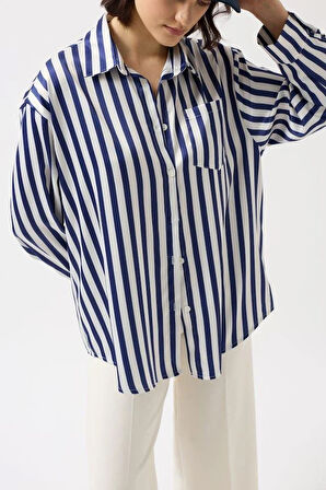 Çizgili Saten Gömlek