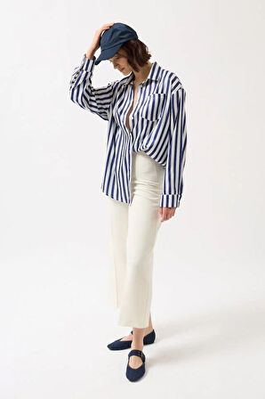 Çizgili Saten Gömlek