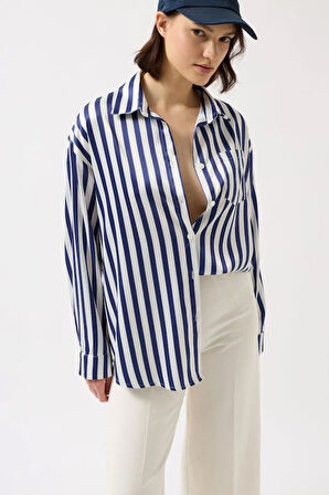 Çizgili Saten Gömlek