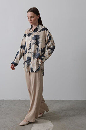 Baskılı Gömlek - Lacivert