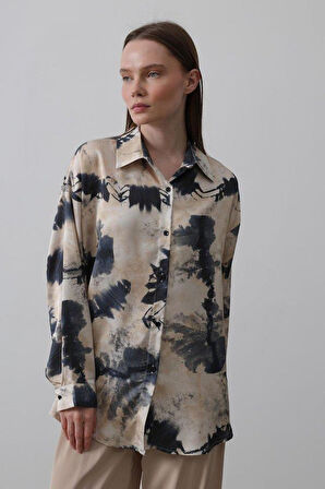 Baskılı Gömlek - Lacivert