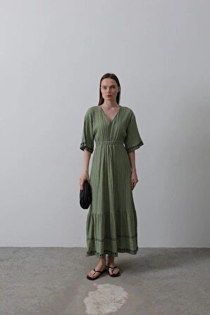 KolEtekNakışlıElbise - Haki