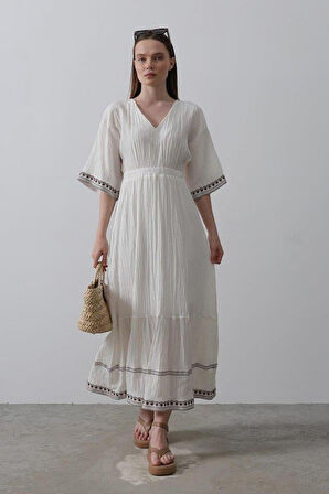 KolEtekNakışlıElbise - Beyaz