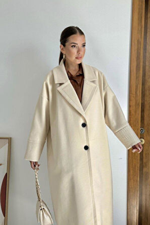 Bej Manşet Detaylı Kaban