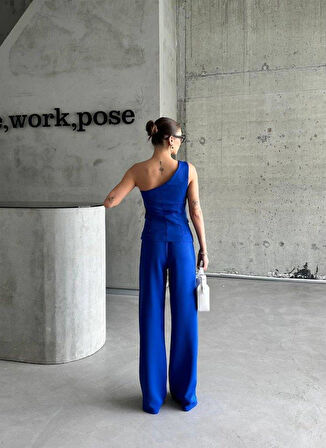 TEK KOL YELEK - PANTOLON TAKIM ATLAS - Mavi